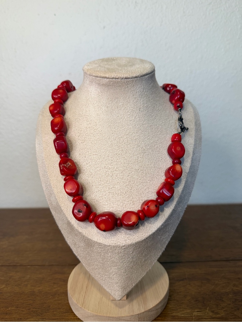VTG Chunky 111g Natural Red Coral Nugget Statement Necklace